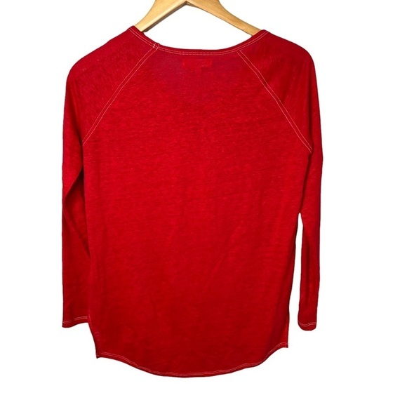 Madewell Modern Linen Raglan Tee Long Sleeve Red Size XS Style E0241 Classic - Picture 4 of 8